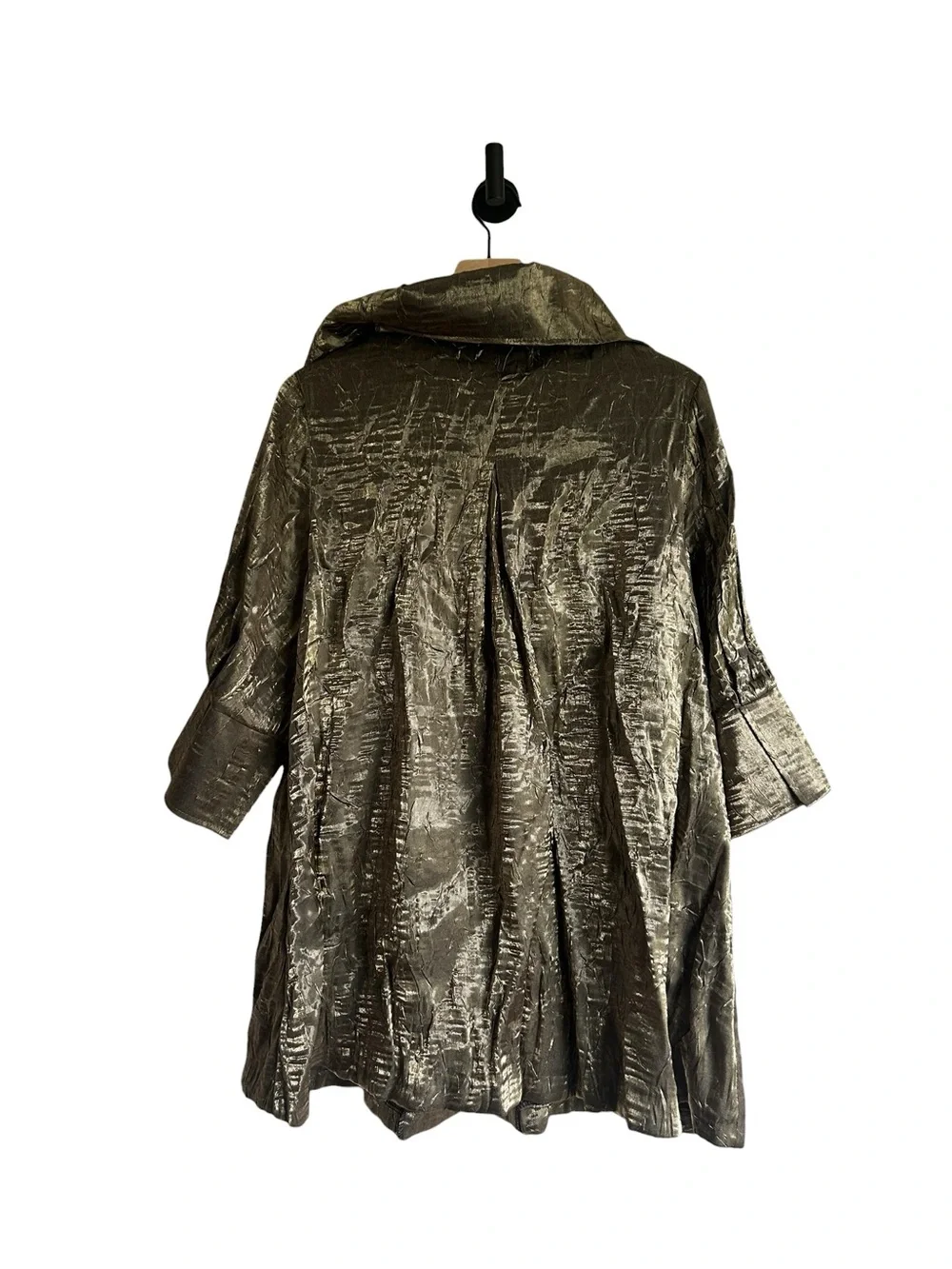 Damee Bronze Gold Ruffle Neck Swing Jacket Size Medium